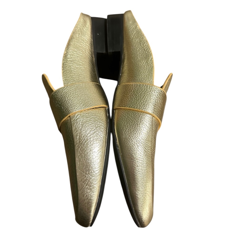 Sol Sana Renaldo Gold Leather Mules EU 39 Anthropologie Loafer Slides Metallic